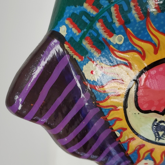 Vintage Talavera handmade and hand painted red ware fish art piece - Picture 9 of 10